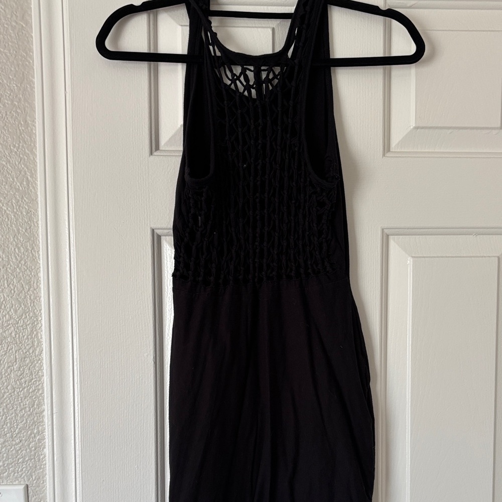 Black Sleeveless Dress with Mesh Detail